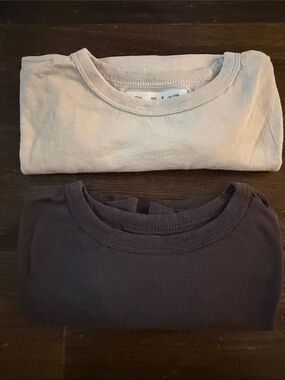Zara Kids Long Sleeve Tees in Dark Grey and Soft Pinky Cream